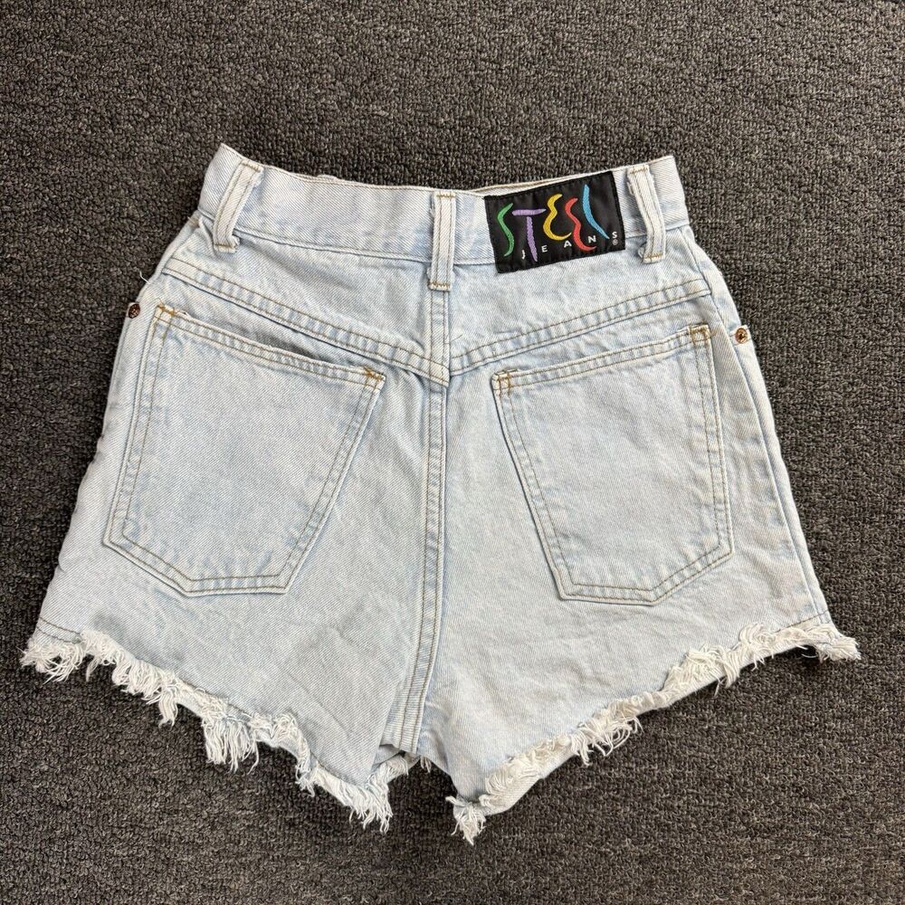 Rare Vintage 80s/90s Steel Jeans High Rise Cutoff Light Denim Shorts Size Jrs 3